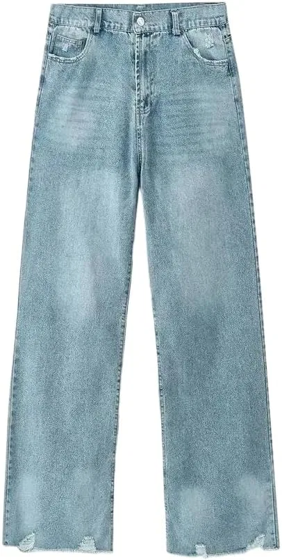 Джинсы High Waist Ripped Wide Leg Jeans, 55