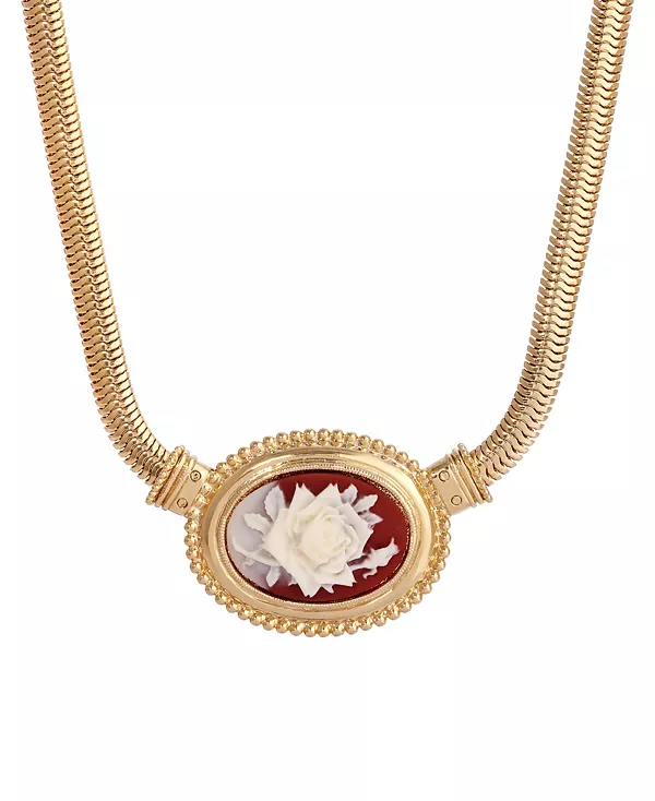 

Ожерелье-Камея из смоляной розы 2028, carnelian