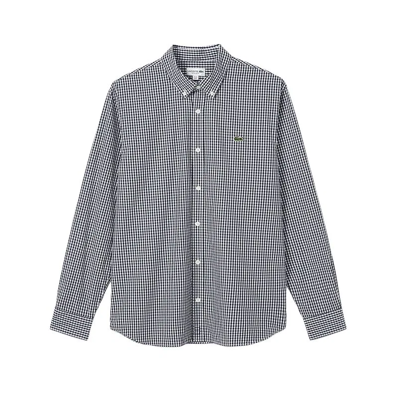 Рубашка мужская Lacoste с отложным воротником, клетка, черный Plaid