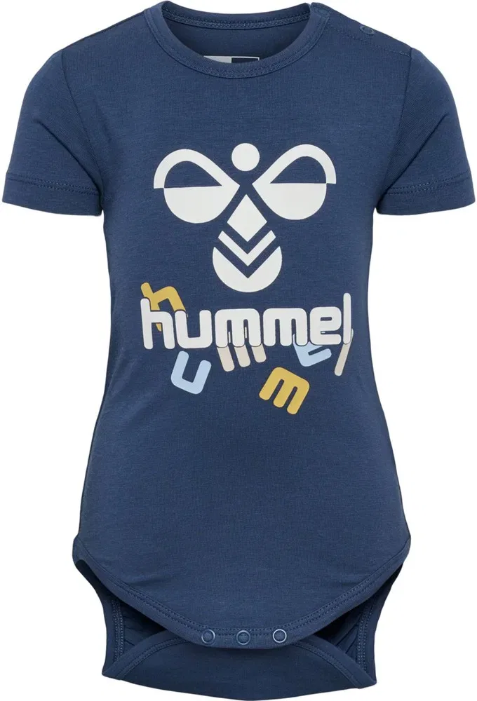 Боди детское с принтом Hummel, синий — фото 3