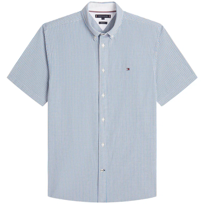 Рубашка мужская с отложным воротником Tommy Hilfiger, Blue Brown Plaid Sub 0 GZ