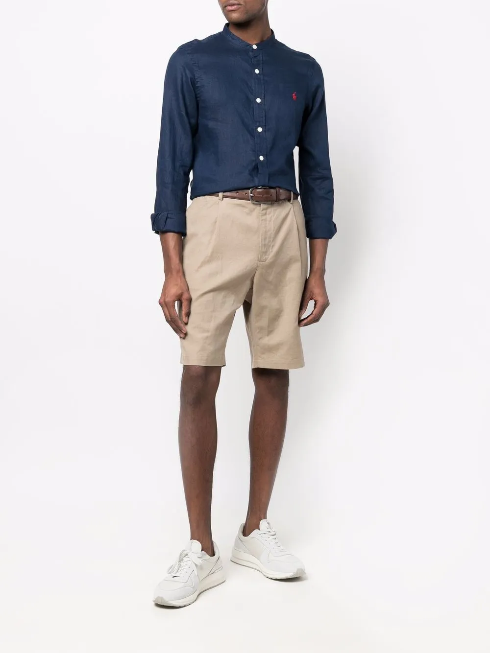 Льняная рубашка с логотипом Polo Pony POLO RALPH LAUREN, синий — фото 2