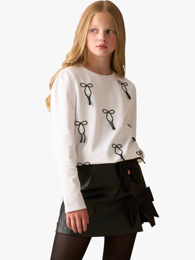 Детский свитер с вышитым бантом из хлопковой смеси Angel & Rocket, White — фото 4