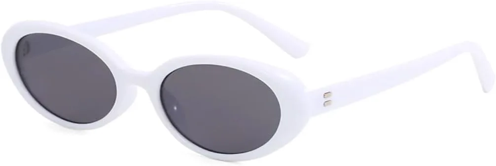 

Модные маленькие овальные солнцезащитные очки для женщин и мужчин с заклепками, в стиле ретро, ​​роскошные, с защитой от УФ-излучения UV400 UATXTAU, White