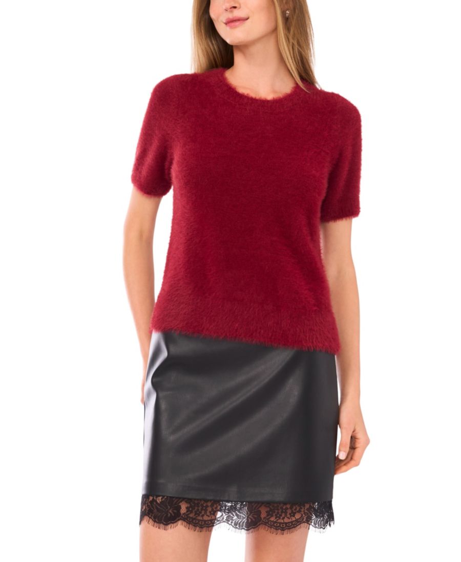 

Женская футболка с коротким рукавом и круглым вырезом Ресницы Vince Camuto, Crimson