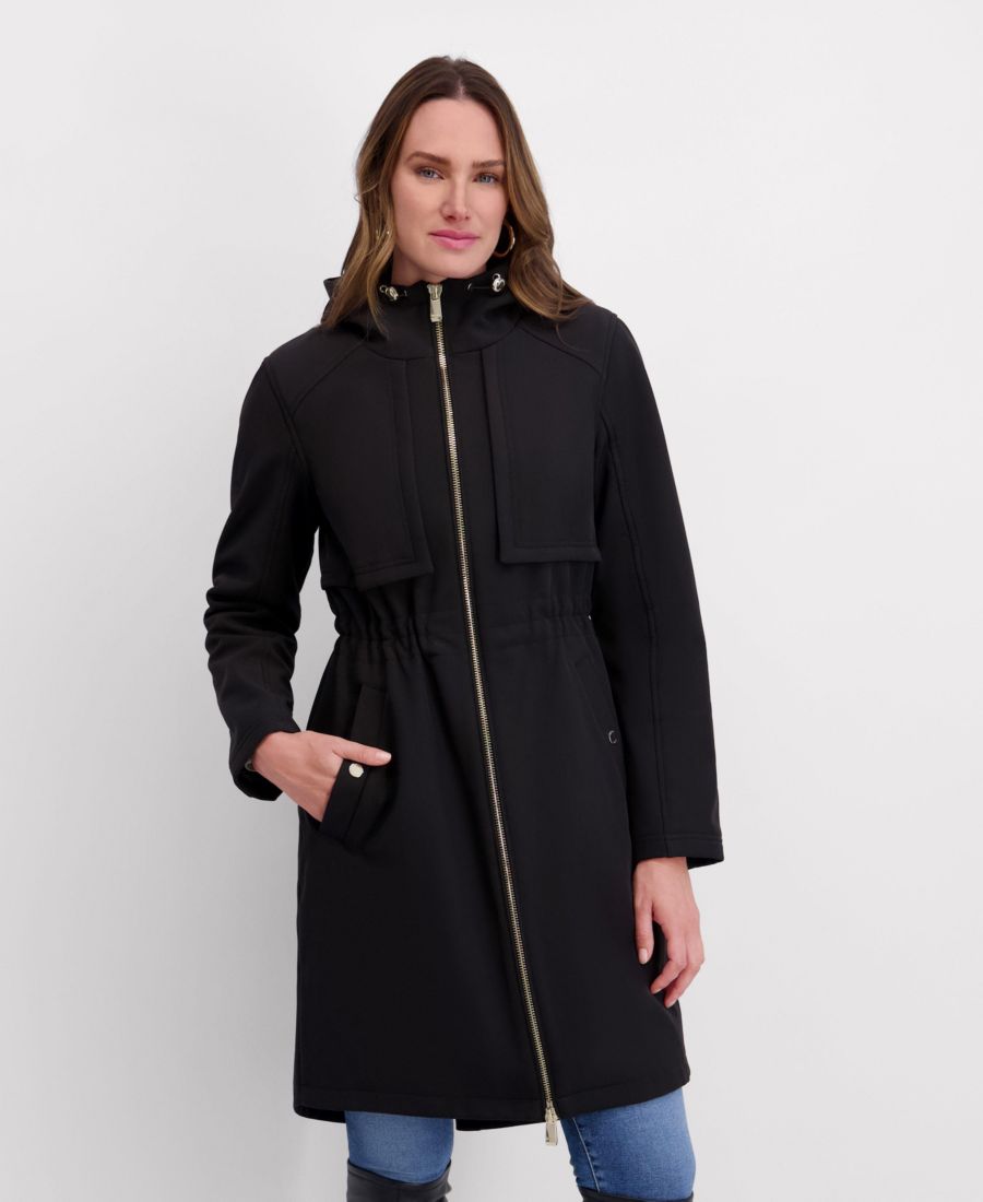 

Женская рубашка-футляр с зауженной талией и капюшоном из софтшелла kensie, Black