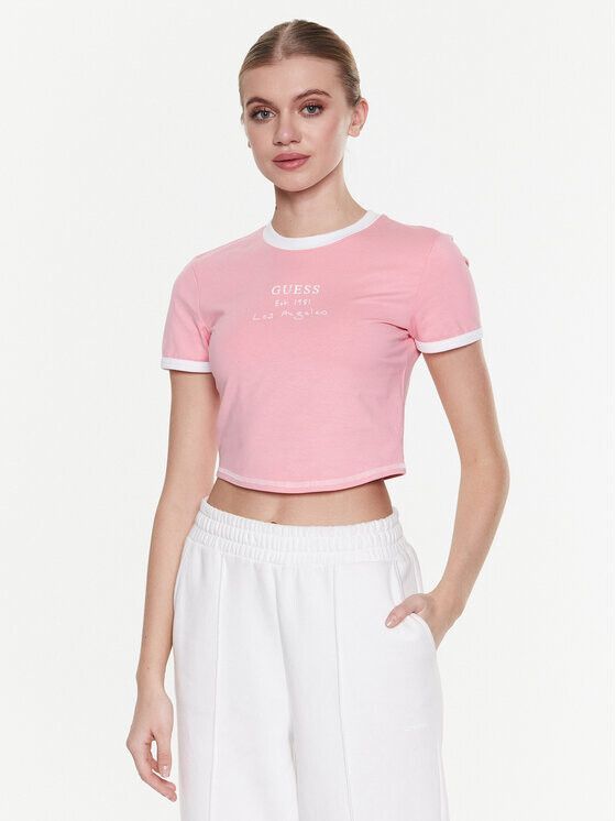 

Футболка узкого кроя Guess, розовый