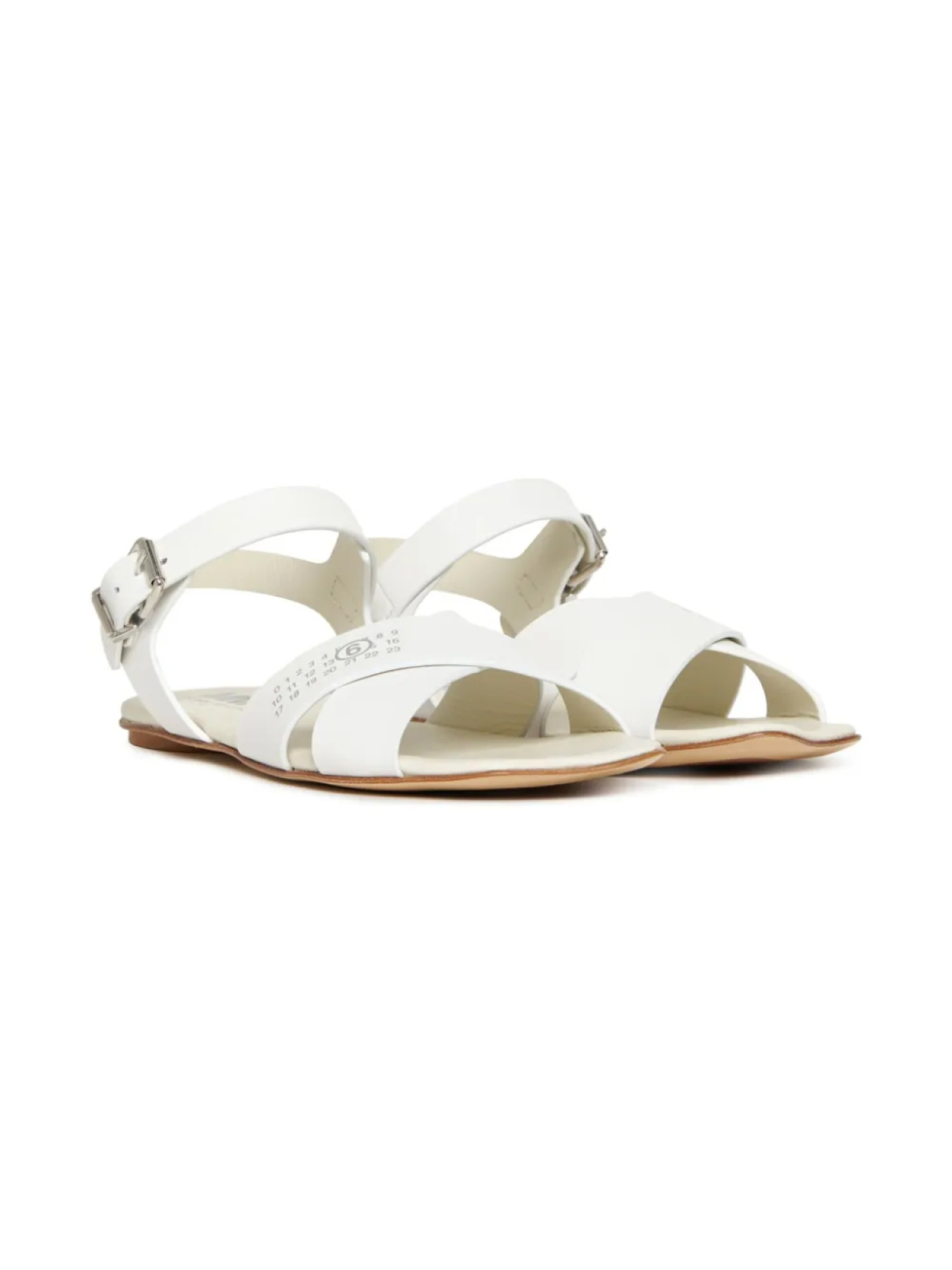 

Кожаные сандалии на плоской подошве MM6 Maison Margiela Kids, белый