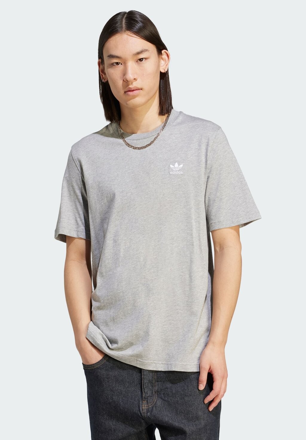 

Футболка с принтом TREFOIL ESSENTIALS adidas Originals, цвет medium grey heather