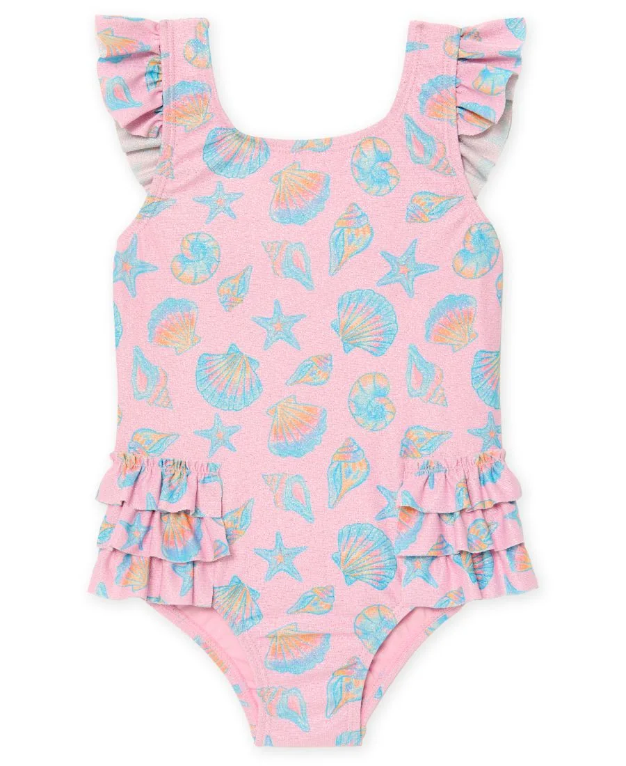 Детский слитный купальник для девочек 2T-5T с квадратным вырезом Angel Beach, розовый