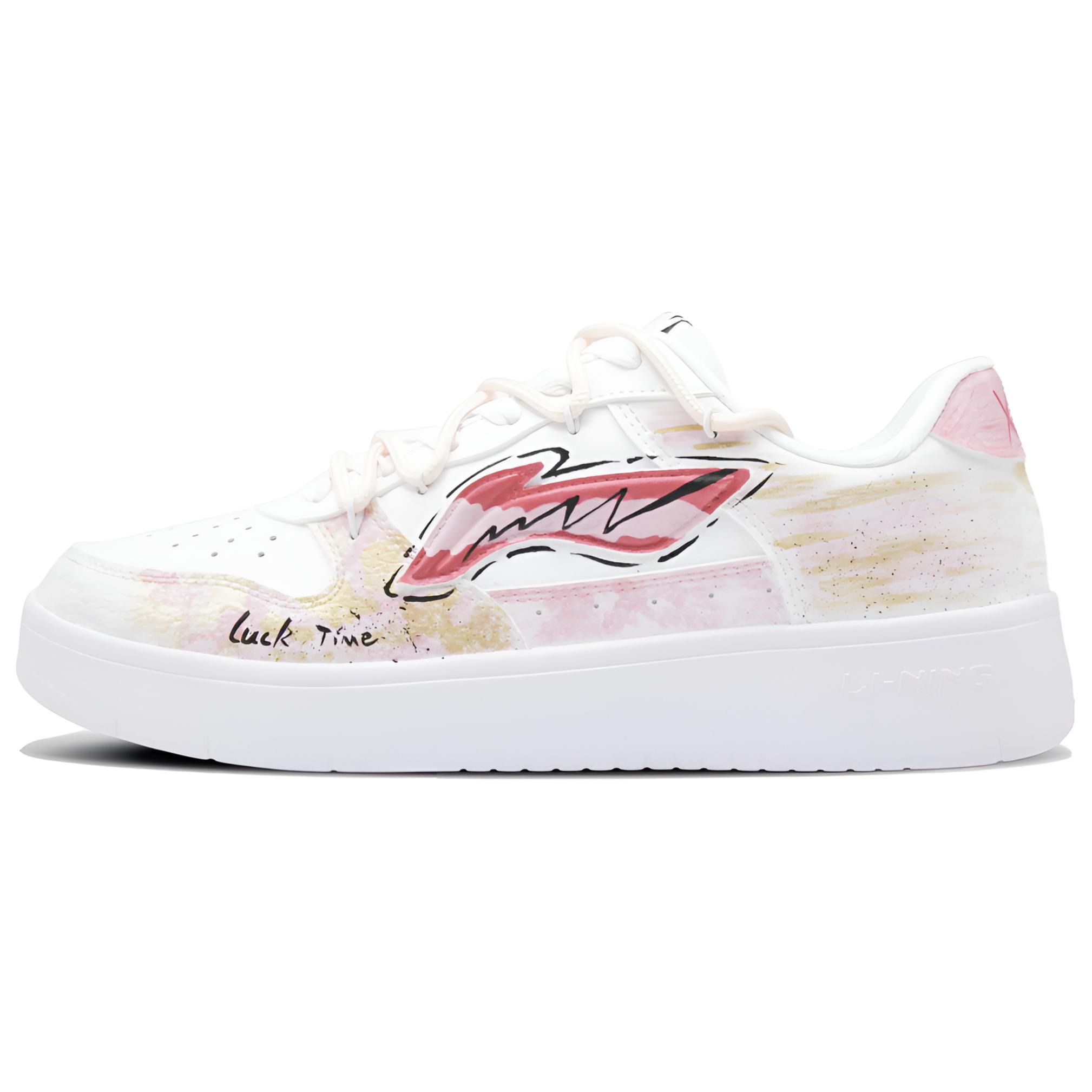 

Кроссовки для скейтбординга Li Ning Floating Boat Lucky Moments с амортизацией и износостойким покрытием, низкие, унисекс, розово-золотые