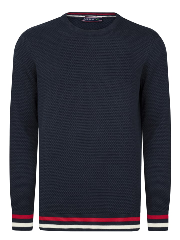 

Хлопковый свитер с круглым вырезом темно-синего цвета Felix Hardy