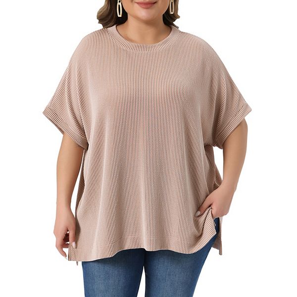 

Женская блузка с круглым вырезом и короткими рукавами свободного кроя в полоску Agnes Orinda, Khaki