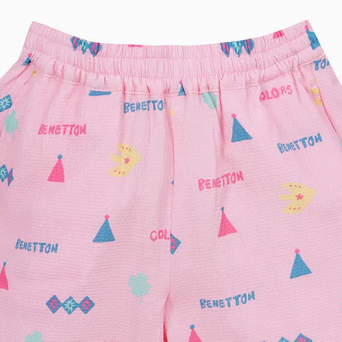 Детские розовые шорты с мульти-узором от Benetton Kids — фото 3