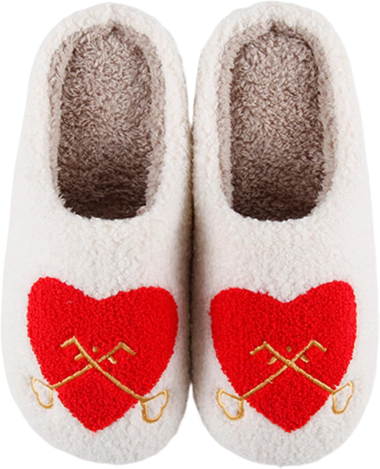 

Тапочки с шляпой ковбоя для женщин и мужчин, с улыбающимся лицом, плюшевые, удобные, в ретро-стиле, теплые и пушистые домашние тапочки Wang Damai, Heart-a