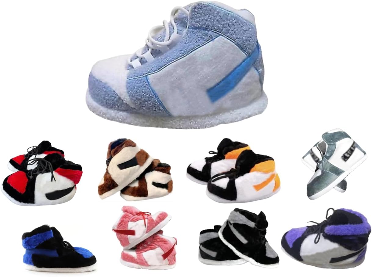 

Теплые пушистые кроссовки-тапочки для дома Generic, белый/голубой/светло-голубой