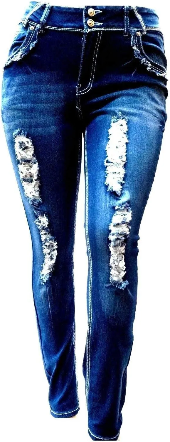 

Jack David женские джинсы plus size distressed ripped destroy blue denim Jack David / Eline