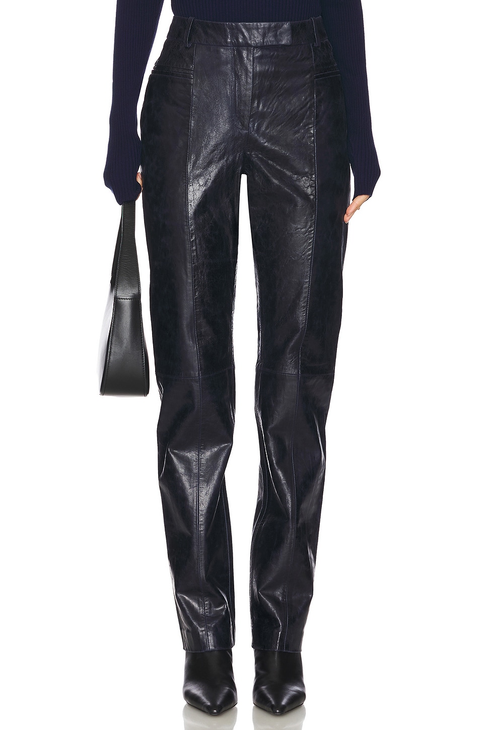 

Узкие кожаные брюки из костюмной ткани Remain, цвет dark sapphire