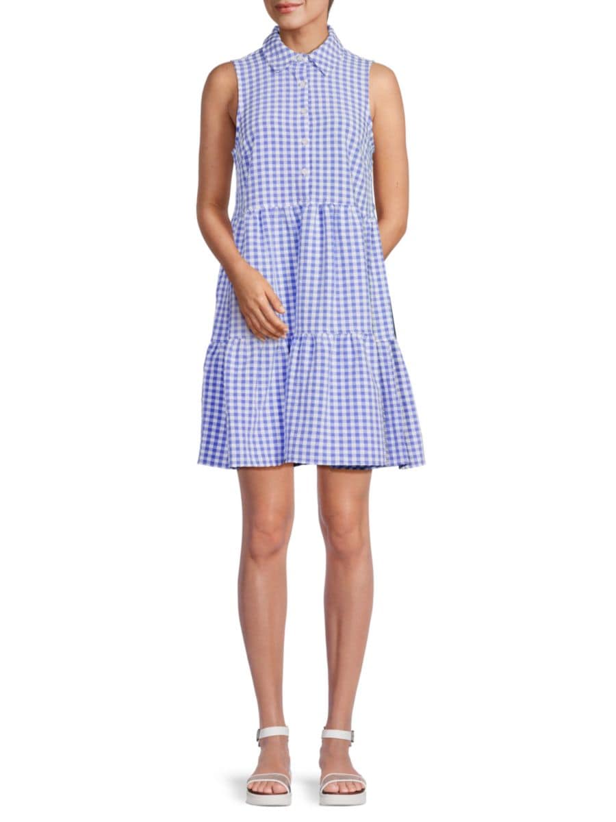 

Мини-платье-рубашка в клетку гингем Tommy Hilfiger, цвет French Blue Bright White