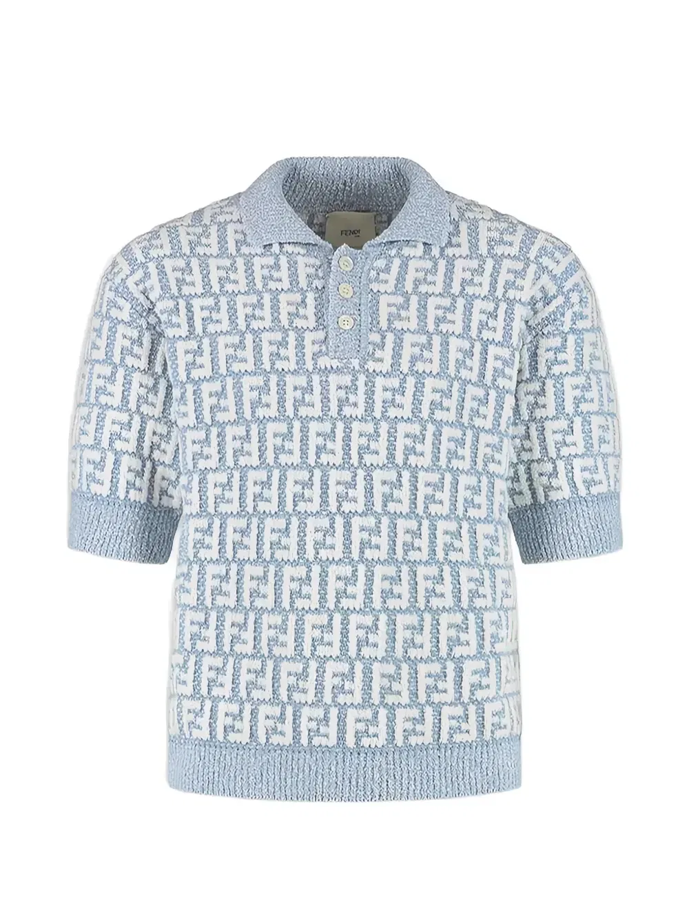 Рубашка поло с жаккардовым логотипом FF Fendi Kids, синий