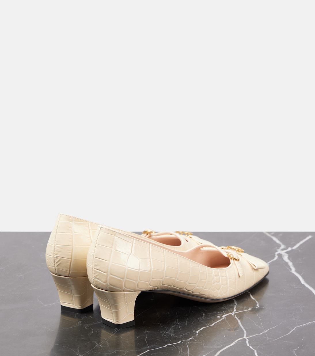 Туфли Bowow 45 из кожи с крокодиловым эффектом Valentino Garavani, Butter White — фото 2