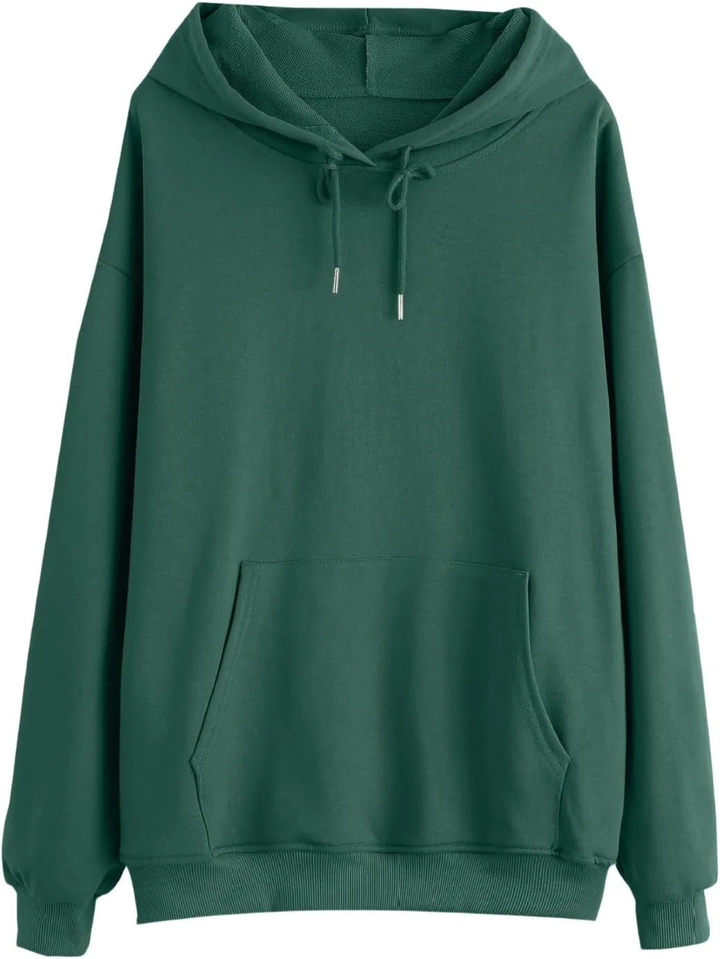 Женский свитшот оверсайз с капюшоном, флис, A005- Dark Green — фото 4
