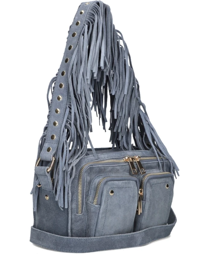 

Синяя замшевая сумка через плечо с бахромой Nãºnoo, синий