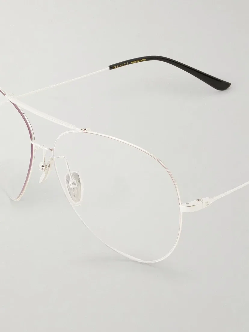 Солнцезащитные очки в стиле "авиатор" серебристого цвета Gucci Eyewear, прозрачный — фото 4