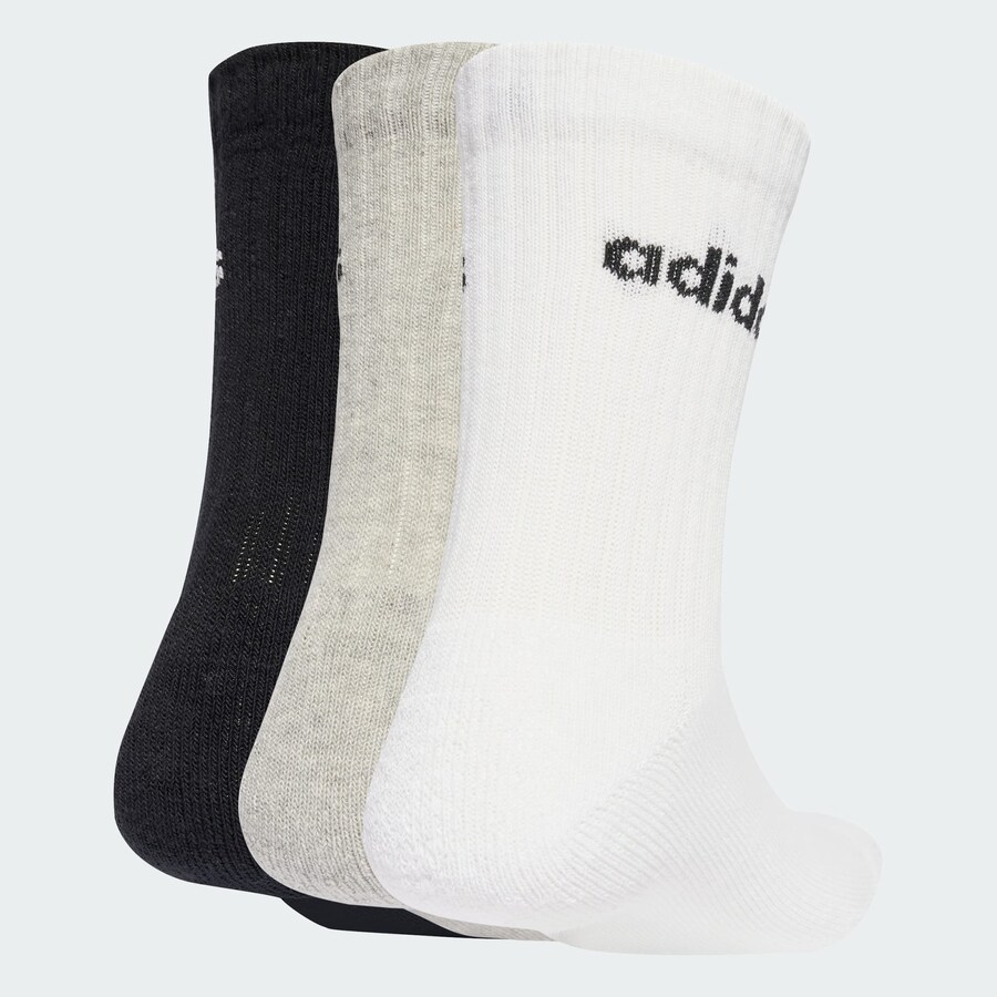 Спортивные носки ADIDAS SPORTSWEAR Linear Crew Cushioned 6 Pair Pack, Grey/Black/White — фото 2