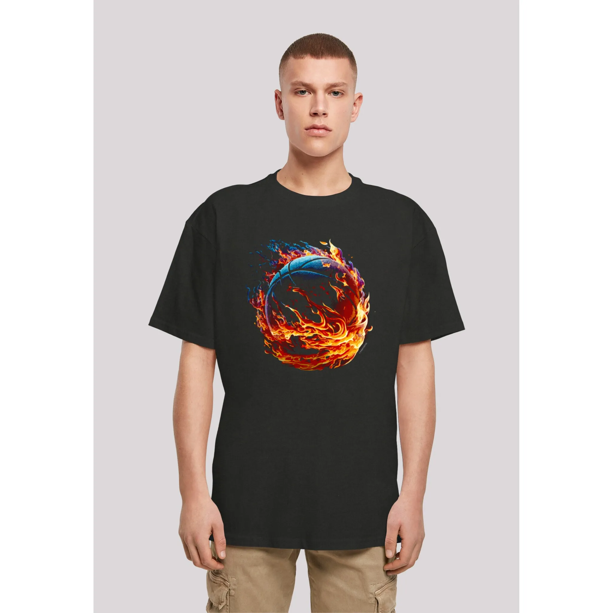 

Футболка F4NT4STIC "Basketball On Fire Sport OVERSIZE TEE", принт, черный