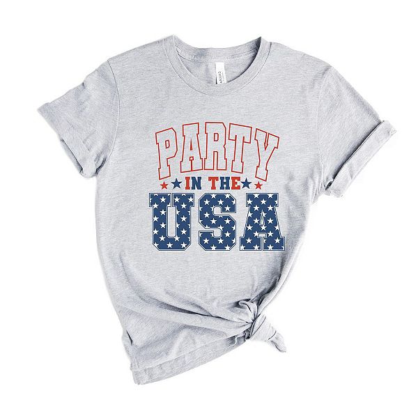 

Футболка с принтом Retro party in the usa stars Simply Sage Market, Heather Grey, Серый, Футболка с принтом Retro party in the usa stars Simply Sage Market, Heather Grey