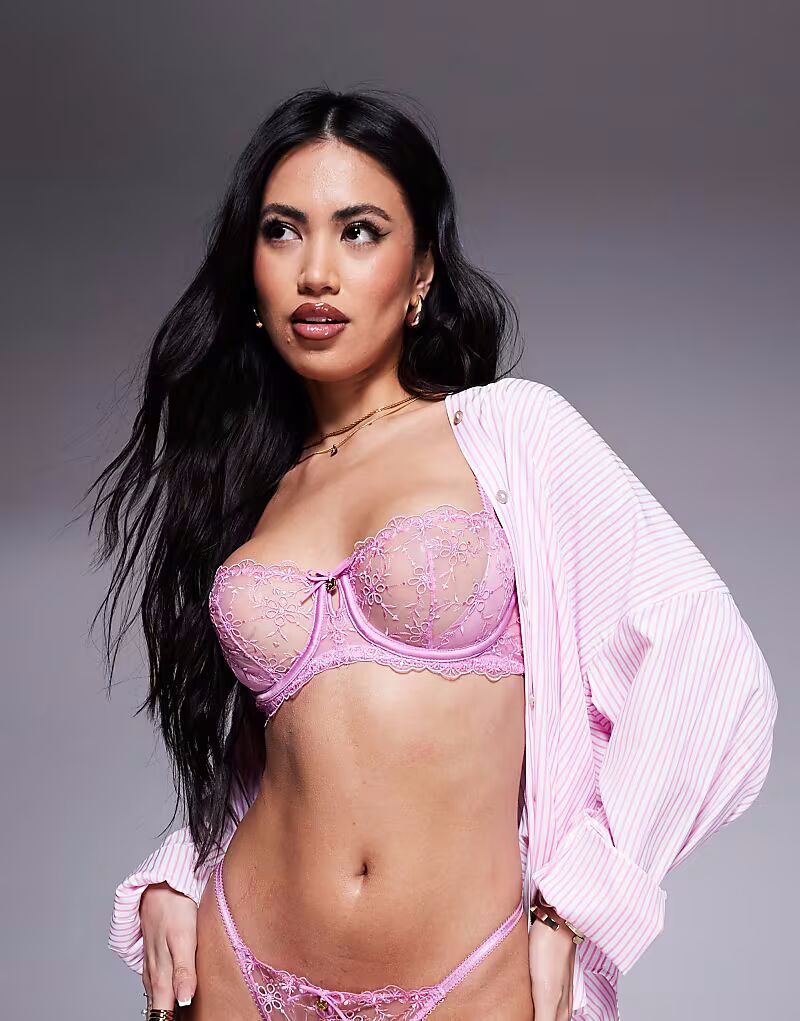

Балконет Boux Avenue Bryony с вышивкой розового цвета