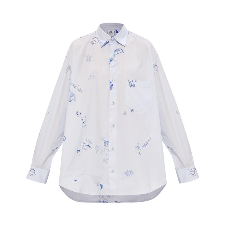 

Рубашка Vetements Graffiti Print Oversized Long-Sleeve Shirt 'Blue', синий