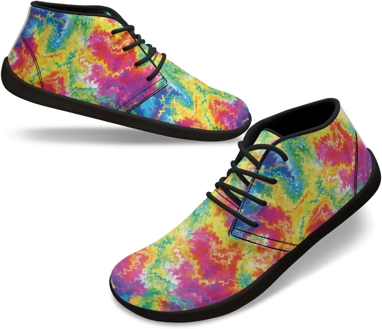 

Мужские босоногообразные туфли с широкой носочной частью, удобная, легкая обувь с подошвой нулевого перепада, повседневные, нескользящие, на липучке, для тренировок, походов, бега и кроссовки Xixirimido, Colorful Tie Dye