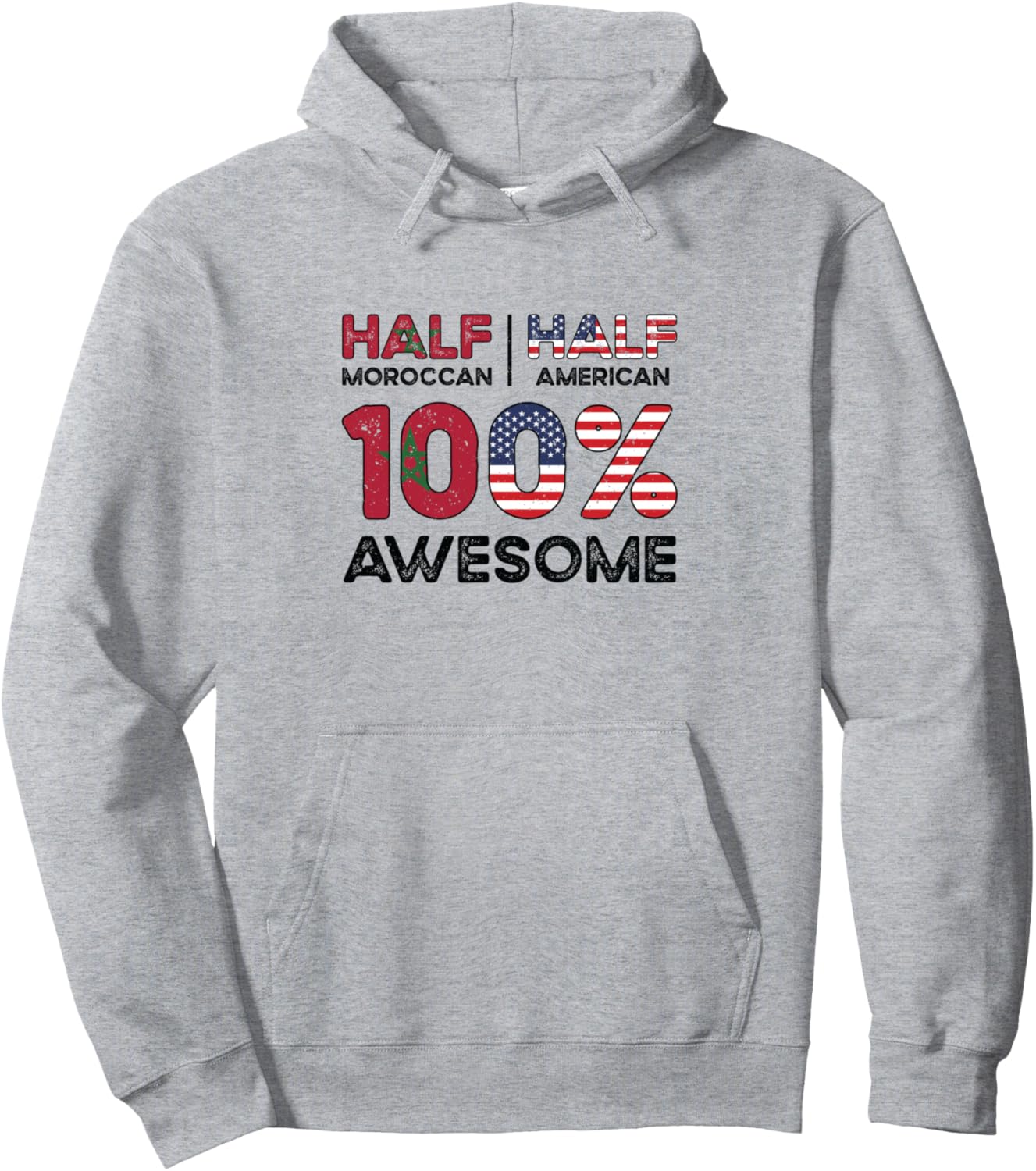 

Толстовка с изображением марокканского американского флага Half Moroccan Half American 100% Awesome, серый