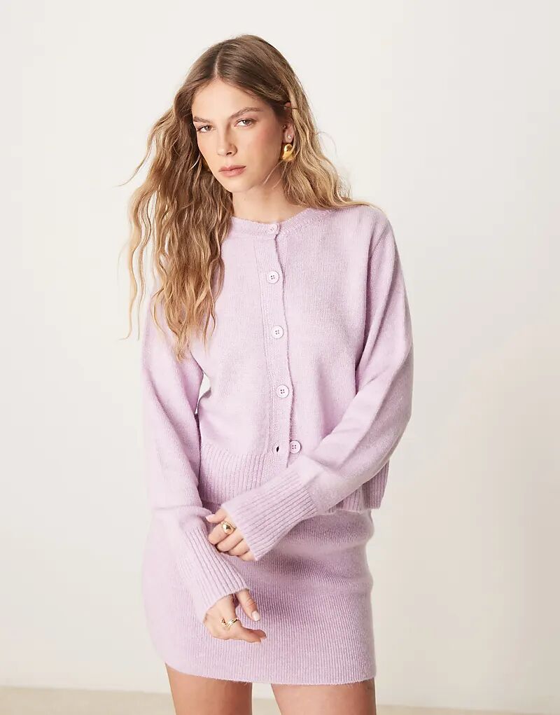 

Вязаный кардиган ASOS DESIGN сиренево-розового цвета — часть комплекта