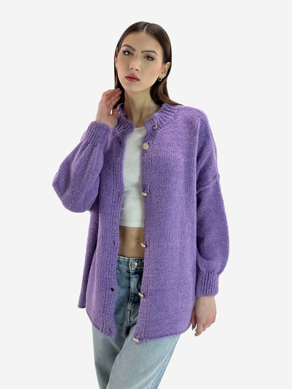 

Elara Вязаный кардиган в фиолетовом цвете