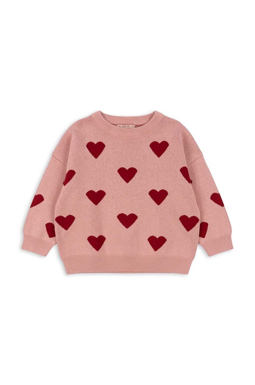 

Хлопковая толстовка Konges Sløjd для мальчиков и девочек, ТРИКОТАЖНАЯ БЛУЗКА С ЛАПИСОМ, розовый