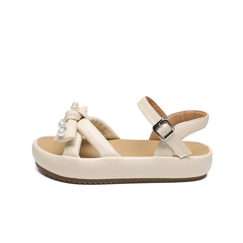 ZHR Женские сандалии на одной застежке бежевые, цвет Beige