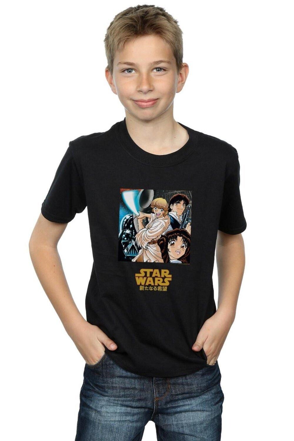 

Футболка с плакатом аниме Star Wars, черный