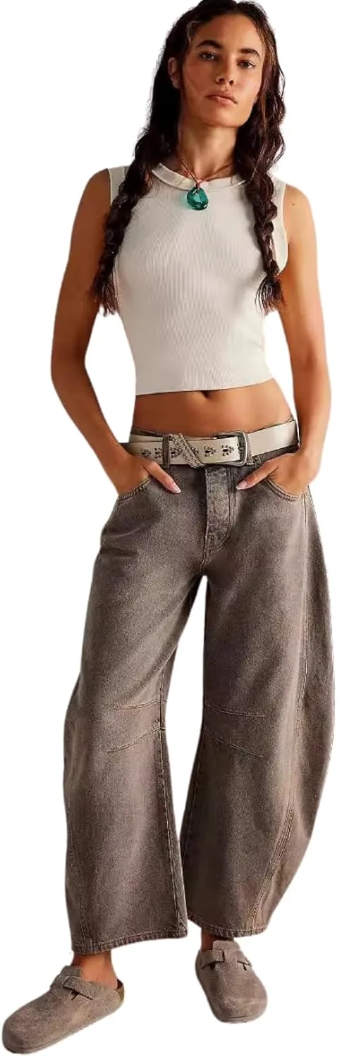 

Женские джинсы-багги с широкими штанинами и высокой посадкой BIVENANT