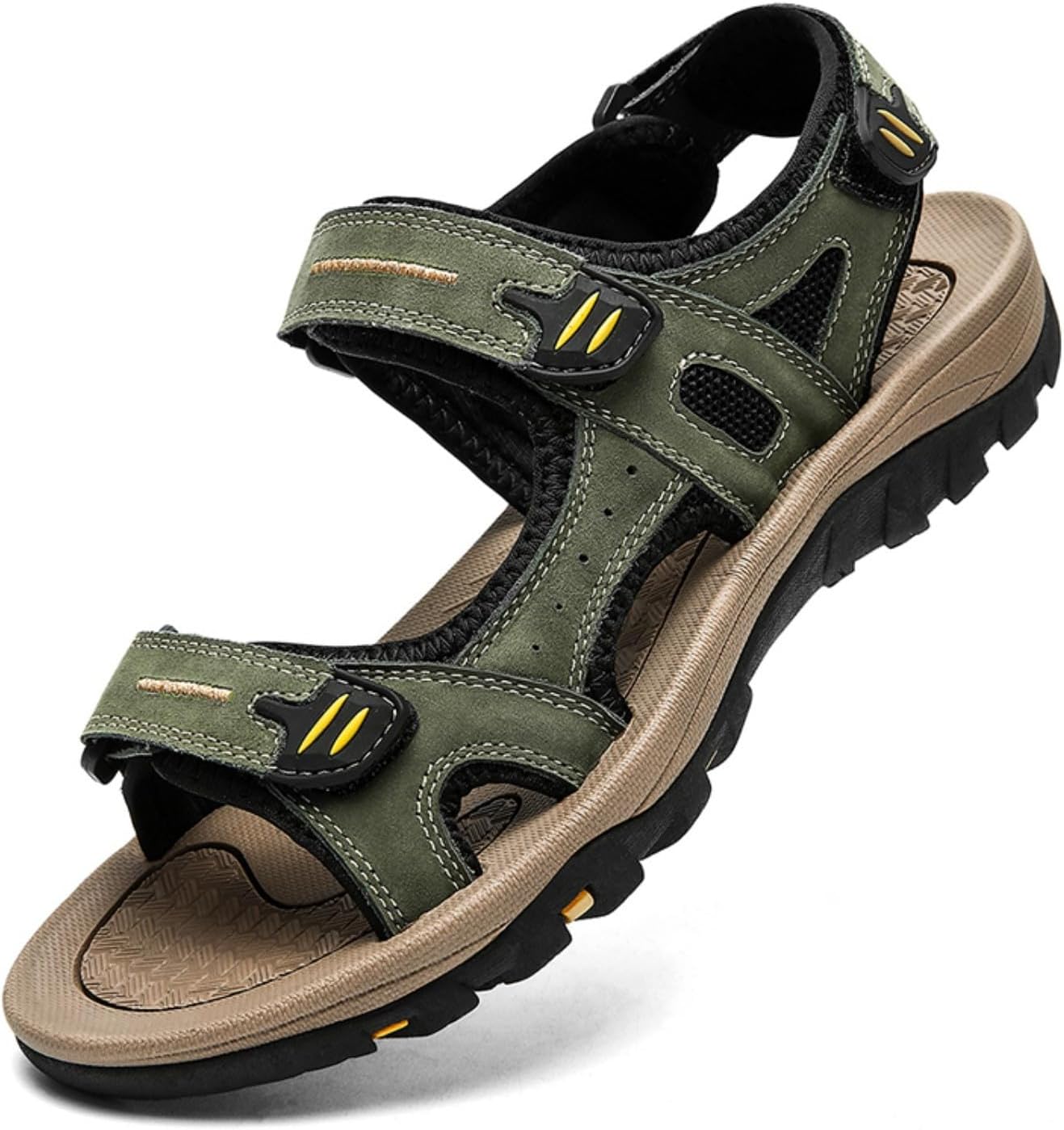 

Сандалии HESBITEUL для мужчин, водные туфли: сандалии для походов на липучке, зеленый