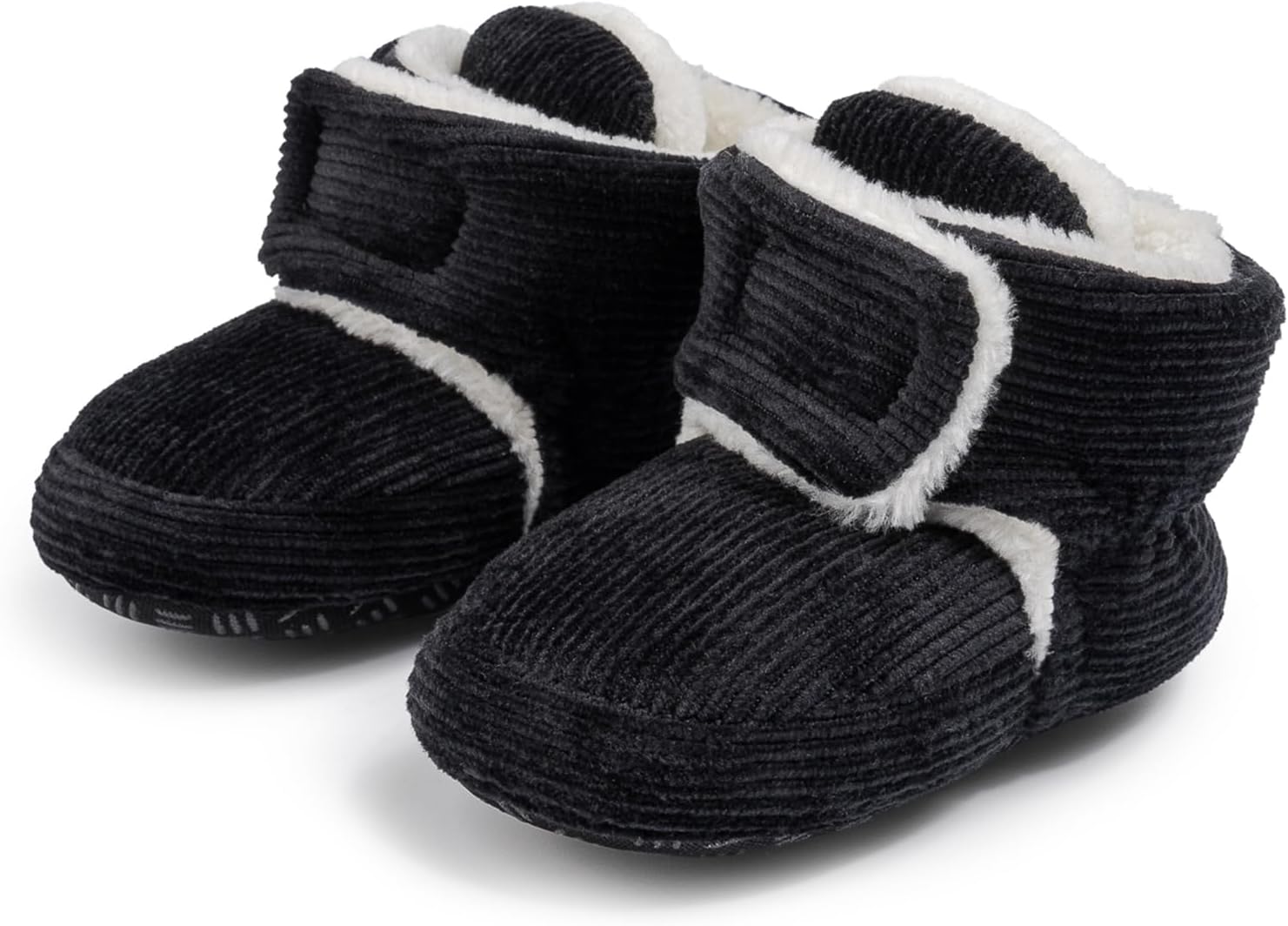 

Karwuiio Пинетки для новорожденных мальчиков и девочек, мягкие флисовые, стойкие носочки для младенцев, обувь, нескользящие ботинки для малышей, носочки для кроватки, Black