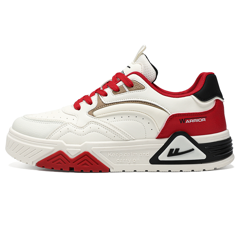 

Мужские низкие скейтерские кроссовки для увеличения роста, устойчивые к истиранию, легкие и дышащие WARRIOR, бежевый красный черный