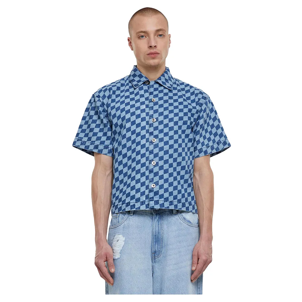 

Рубашка с коротким рукавом Urban Classics Laser Check Printed Boxy, синий