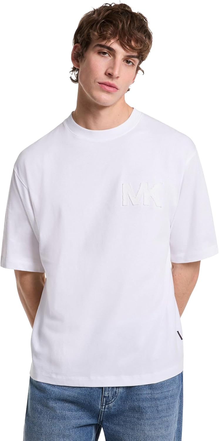 

Мужская футболка Michael Kors Mk с аппликацией, White, Белый, Мужская футболка Michael Kors Mk с аппликацией, White
