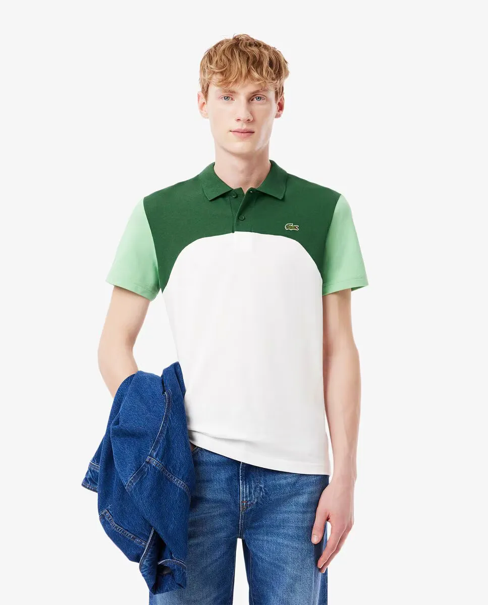 

Мужская поло классического кроя с цветными блоками Lacoste, белый