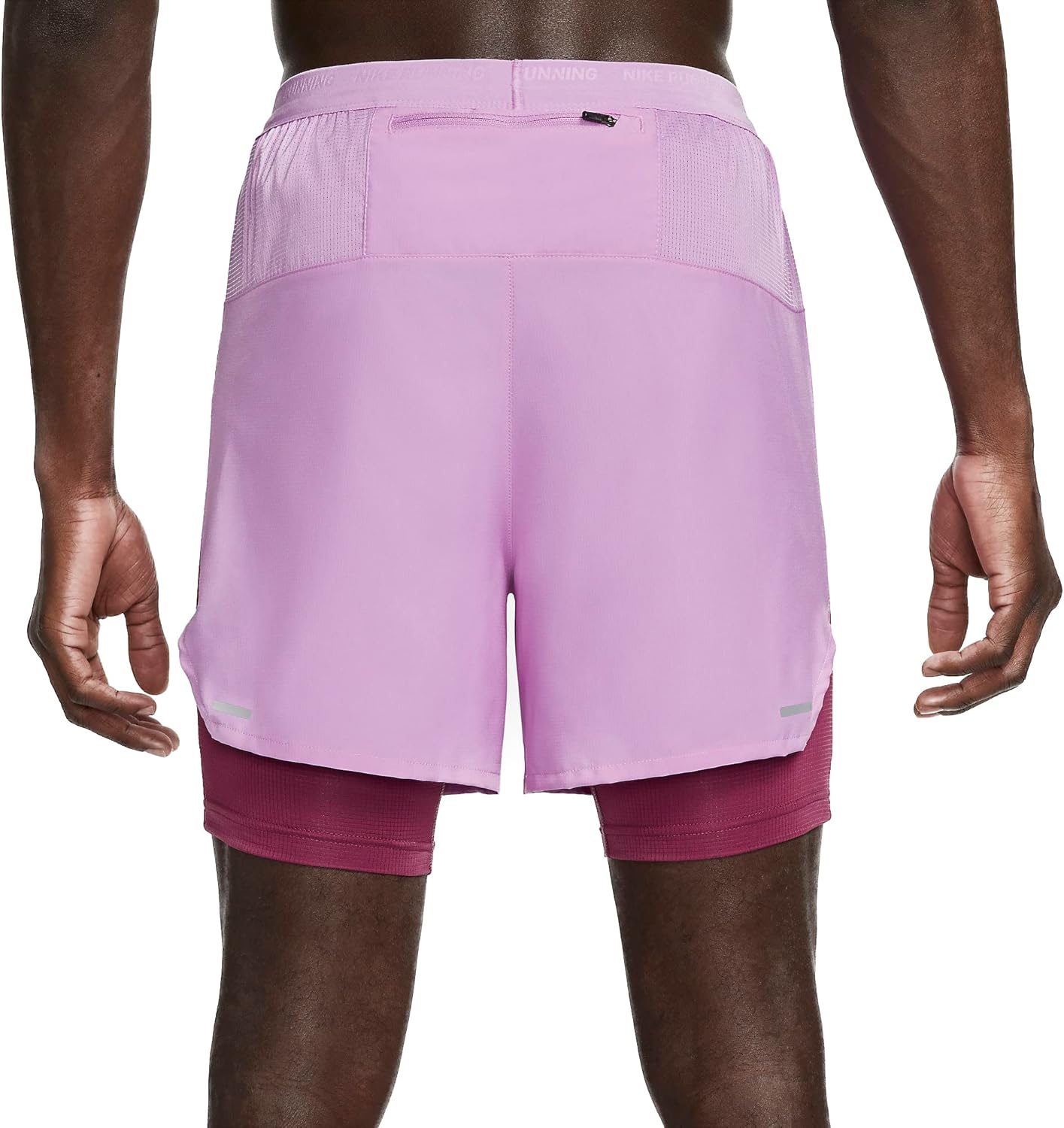Мужские гибридные шорты для бега Nike Stride Dri-FIT 5 дюймов, Rush Fuchsia/Rosewood/Rosewood — фото 3