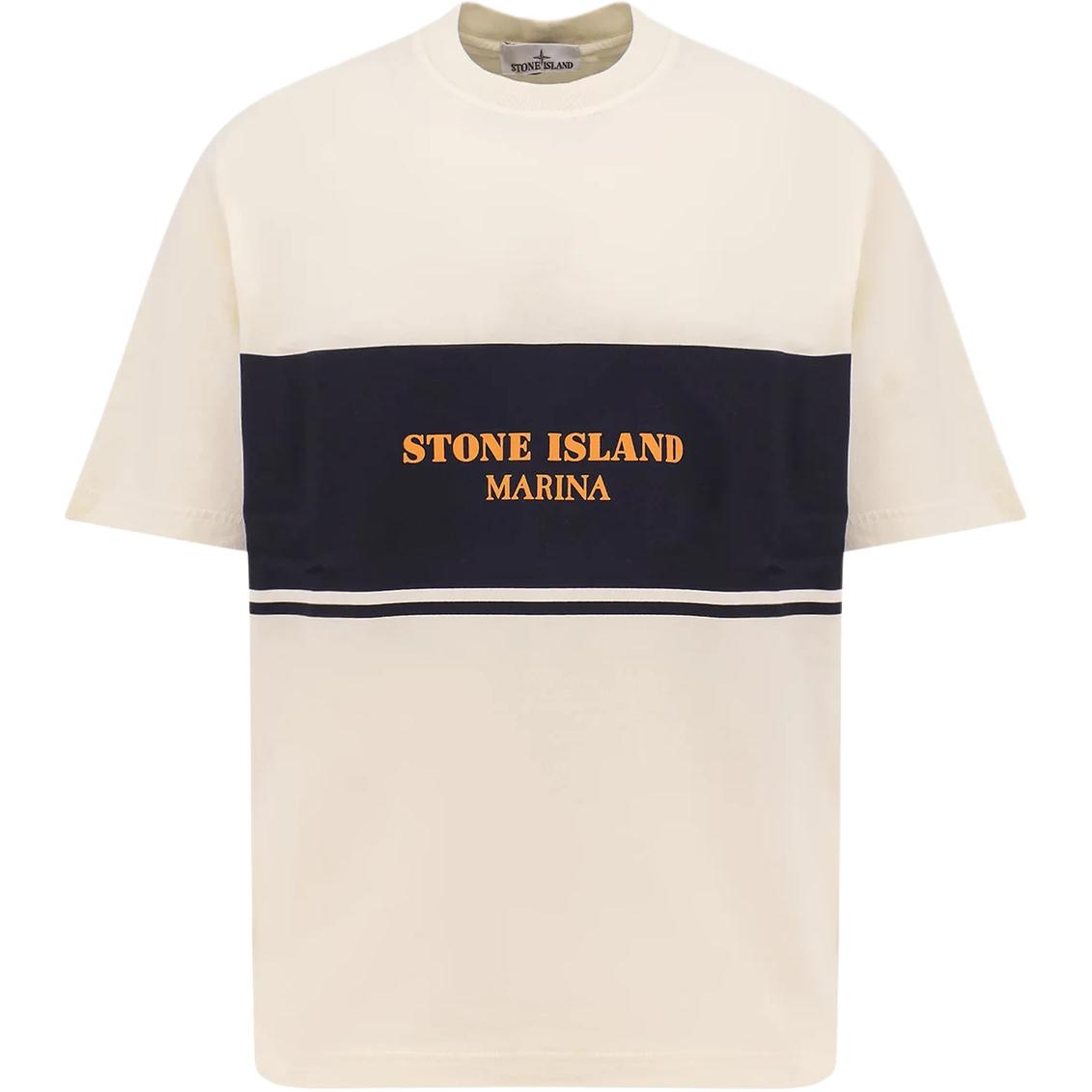 Футболка с принтом логотипа STONE ISLAND, бежевый