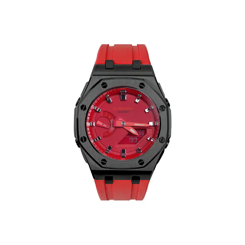 

CASIO Часы Unisex Liquid Crystal/Analog Dual Display Series 44mm Red Watch, Red Dial Silver Scale Black Case Red Strap